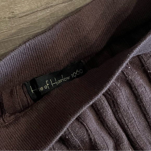 House of Harlow 1960 Mid Rise Ribbed Knit Soft Flared Pull On Brown Pants Medium - Picture 4 of 9